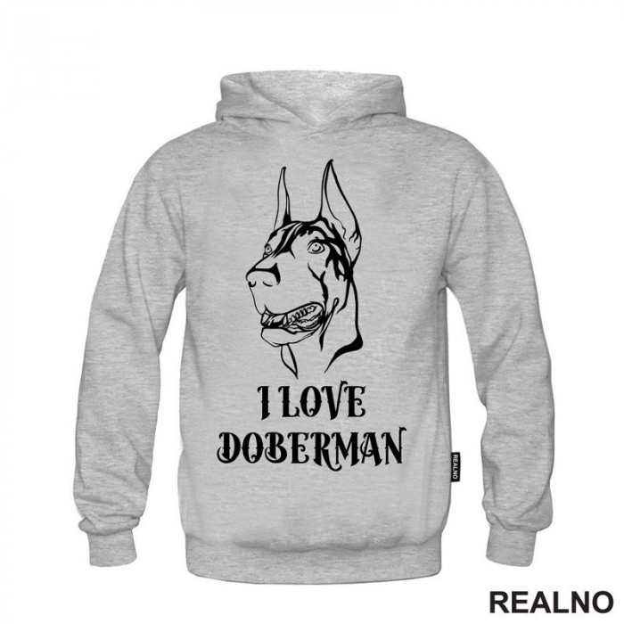 I Love Doberman - Silueta - Pas - Dog - Duks