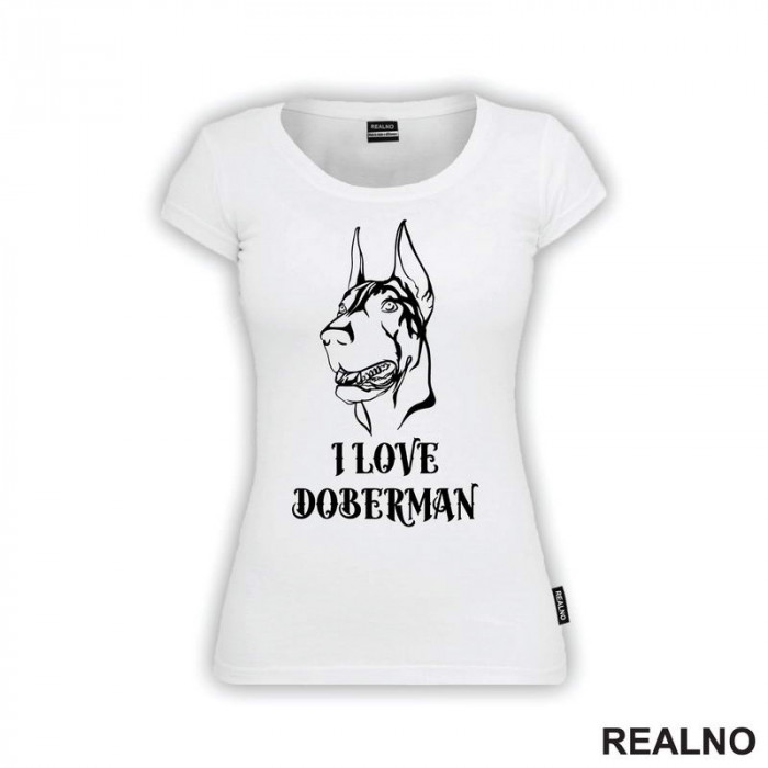 I Love Doberman - Silueta - Pas - Dog - Majica