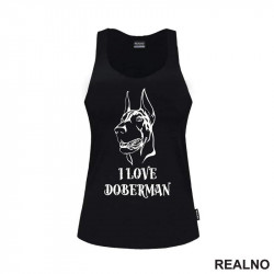 I Love Doberman - Silueta - Pas - Dog - Majica