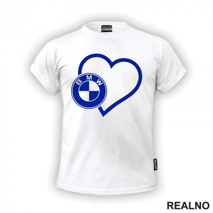 BMW In Heart - Blue Logo - Cars - Auto - Majica