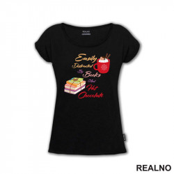 Easily Districted By Books And Hot Chocolate - Books - Čitanje - Knjige - Majica