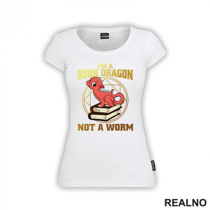 I'm A Book Dragon Not A Worm - Golden - Books - Čitanje - Knjige - Majica