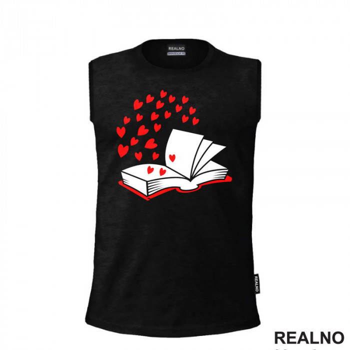 Open Books And Red Hearts - Books - Čitanje - Knjige - Majica