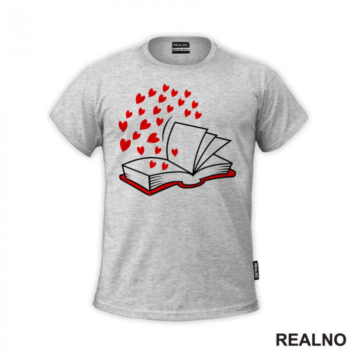 Open Books And Red Hearts - Books - Čitanje - Knjige - Majica