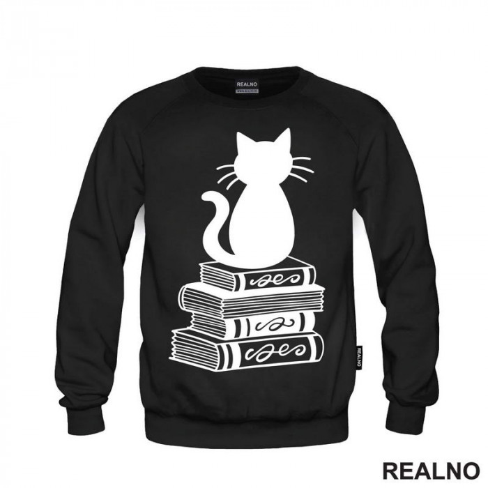 Cat And Books - Illustration - Books - Čitanje - Knjige - Duks