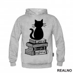 Cat And Books - Illustration - Books - Čitanje - Knjige - Duks