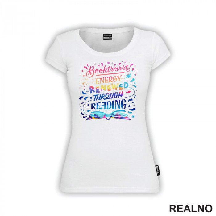 Booktrover Energy Renewed Through Reading - Colors - Books - Čitanje - Knjige - Majica