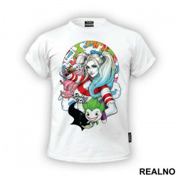 Holding Batman And Joker Illustration - Harley Quinn - Majica Holding Batman And Joker Illustration - Harley Quinn - Majica