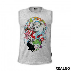 Holding Batman And Joker Illustration - Harley Quinn - Majica Holding Batman And Joker Illustration - Harley Quinn - Majica