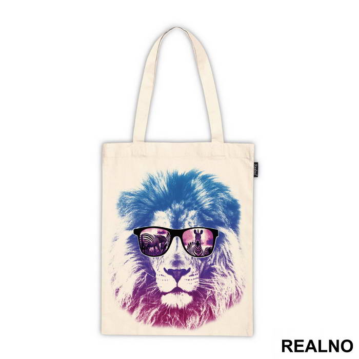 Blue Lion With Glasses And Zebras - Art - Ceger