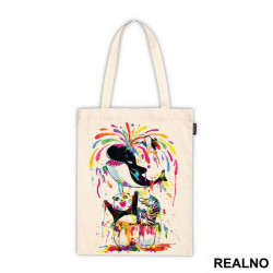 Panda Zebra And Whale Splashing Color All Around - Art - Ceger Panda Zebra And Whale Splashing Color All Around - Art - Ceger