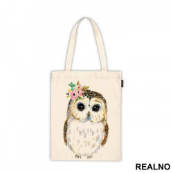 Cute Owl With Flowers - Art - Ceger