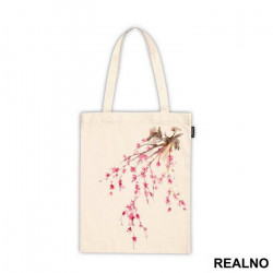 Watercolor Branch With Pink Flowers - Art - Ceger