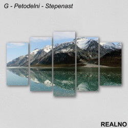 Zima - reka i planine pod snegom - Slika na platnu - Kanvas Zima - reka i planine pod snegom - Slika na platnu - Kanvas