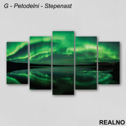 Aurora Borealis i reka - Slika na platnu - Kanvas