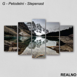 Reka, planine pod snegom i maglom - Slika na platnu - Kanvas Reka, planine pod snegom i maglom - Slika na platnu - Kanvas