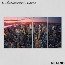 Pogled grada iznad rozog neba - Slika na platnu - Kanvas Pogled grada iznad rozog neba - Slika na platnu - Kanvas