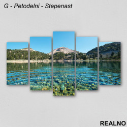 Bistra reka u šumi pod vedrim nebom - Slika na platnu - Kanvas