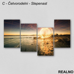 Reka, most, zalazak sunca pod efektima - Slika na platnu - Kanvas Reka, most, zalazak sunca pod efektima - Slika na platnu - Kanvas