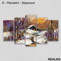 Kućica u šumi prekrivena snegom - Uljane boje - Slika na platnu - Kanvas Kućica u šumi prekrivena snegom - Uljane boje - Slika na platnu - Kanvas