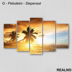 Palme i more sa zalaskom sunca iznad ostrva - Slika na platnu - Kanvas Palme i more sa zalaskom sunca iznad ostrva - Slika na platnu - Kanvas