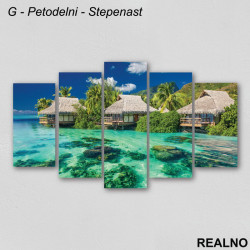 Kućice, tirkizno more, ostrvo - Slika na platnu - Kanvas Kućice, tirkizno more, ostrvo - Slika na platnu - Kanvas