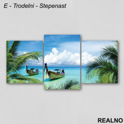 Čamci na moru i palme - Slika na platnu - Kanvas