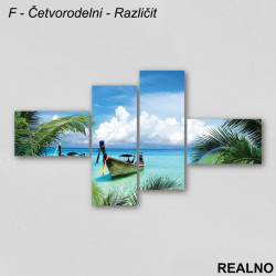 Čamci na moru i palme - Slika na platnu - Kanvas