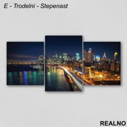 Grad noću na obali mora - Slika na platnu - Kanvas