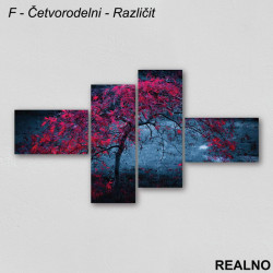 Crveno drvo noću - Slika na platnu - Kanvas