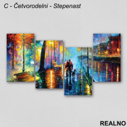 Par i pas u noćnoj šetnji po kiši - Uljane boje - Slika na platnu - Kanvas Par i pas u noćnoj šetnji po kiši - Uljane boje - Slika na platnu - Kanvas