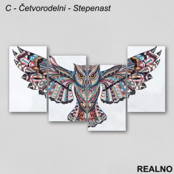 Šarena sova na beloj pozadini - Slika na platnu - Kanvas Šarena sova na beloj pozadini - Slika na platnu - Kanvas