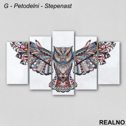 Šarena sova na beloj pozadini - Slika na platnu - Kanvas Šarena sova na beloj pozadini - Slika na platnu - Kanvas