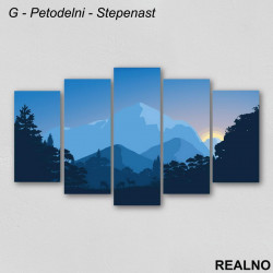 Plave planine i šuma, mesec - Slika na platnu - Kanvas Plave planine i šuma, mesec - Slika na platnu - Kanvas