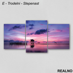 Kućica na reci, rozo nebo - Priroda - Slika na platnu - Kanvas