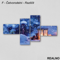 Fenjer koji sija u snegu - Slika na platnu - Kanvas