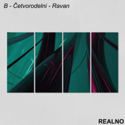 Apstraktne crvene, tamno zelene linije na zelenoj pozadini - Slika na platnu - Kanvas