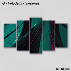 Apstraktne crvene, tamno zelene linije na zelenoj pozadini - Slika na platnu - Kanvas