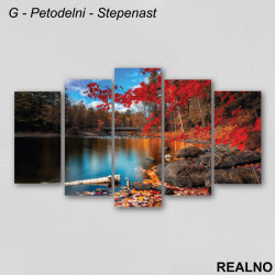 Most, reka, crveno drvo - Jesen - Slika na platnu - Kanvas Most, reka, crveno drvo - Jesen - Slika na platnu - Kanvas