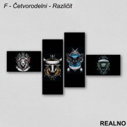 Četiri Kuće - Harry Potter - Slika na platnu - Kanvas