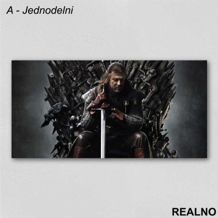 Ned Stark On The Iron Throne - Colors -  Game Of Thrones - GOT - Slika na platnu - Kanvas