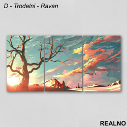 Sunce, planine i narandžasto nebo - Slika na platnu - Kanvas Sunce, planine i narandžasto nebo - Slika na platnu - Kanvas