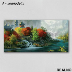 Reka, planine, zelenilo - Priroda - Slika na platnu - Kanvas Reka, planine, zelenilo - Priroda - Slika na platnu - Kanvas