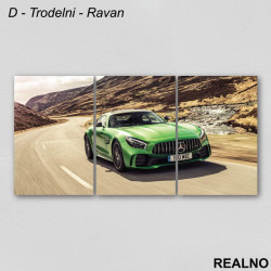 Zeleni Mercedes - Planine, put  - Slika na platnu - Kanvas Zeleni Mercedes - Planine, put  - Slika na platnu - Kanvas