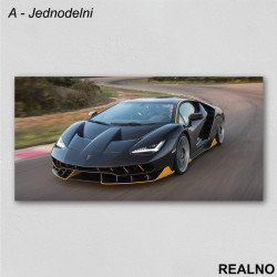Crni Lambordžini na stazi - Sportski Auto - Slika na platnu - Kanvas