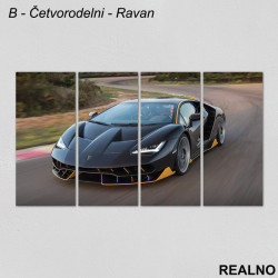 Crni Lambordžini na stazi - Sportski Auto - Slika na platnu - Kanvas