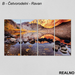 Reka i planine obasjane suncem - Slika na platnu - Kanvas Reka i planine obasjane suncem - Slika na platnu - Kanvas