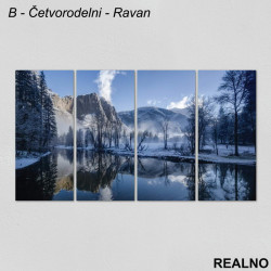 Planinska reka i planine pod snegom - Slika na platnu - Kanvas Planinska reka i planine pod snegom - Slika na platnu - Kanvas