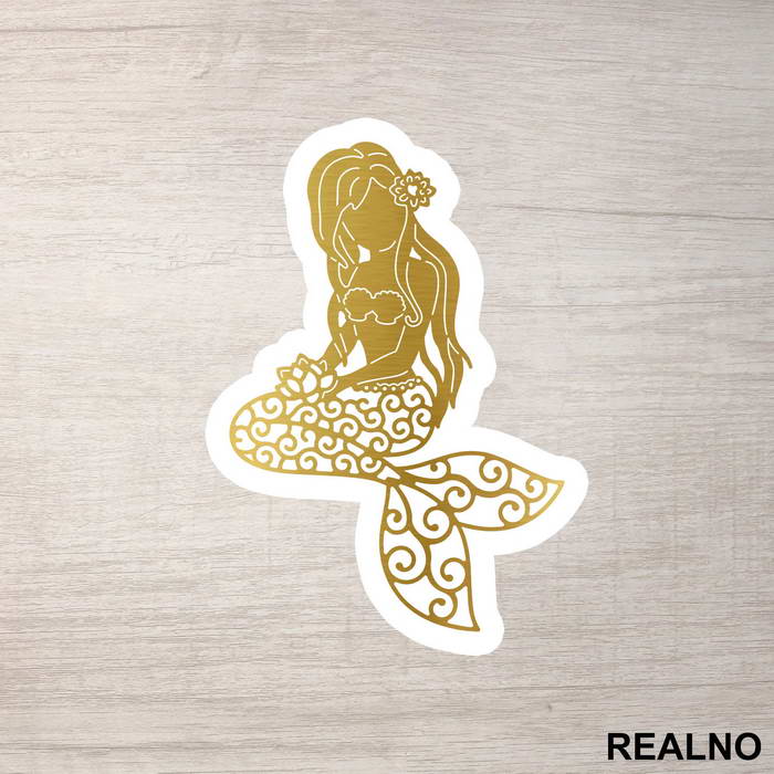 Golden Mermaid Silhouette - Sirene - Mermaid - Nalepnica
