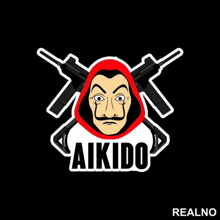Aikido Guns And Mask - La Casa de Papel - Money Heist - Nalepnica
